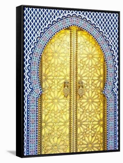 Royal Palace Door, Fes, Morocco-Doug Pearson-Framed Stretched Canvas