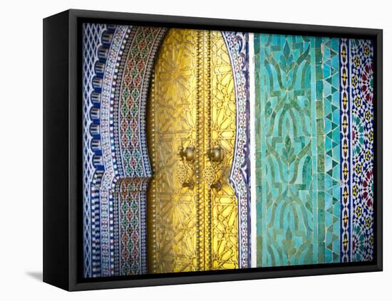 Royal Palace Door, Fes, Morocco-Doug Pearson-Framed Stretched Canvas