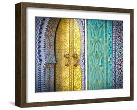 Royal Palace Door, Fes, Morocco-Doug Pearson-Framed Photographic Print