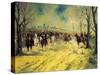 Royal Piedmont Cavalry Regiment on March-Antonio Mancini-Stretched Canvas