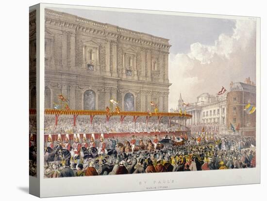 Royal Procession Passing the East End of St Paul's Cathedral, City of London, 1863-Day & Son-Stretched Canvas