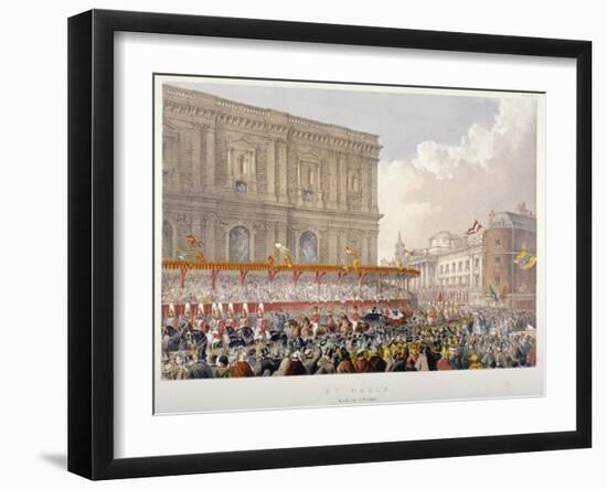 Royal Procession Passing the East End of St Paul's Cathedral, City of London, 1863-Day & Son-Framed Giclee Print