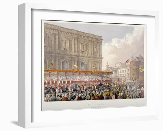 Royal Procession Passing the East End of St Paul's Cathedral, City of London, 1863-Day & Son-Framed Giclee Print