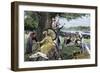 Royal Regate of Henley (Or Henley on Thames, England), circa 1880. Spectators Take a Picnic on the-null-Framed Giclee Print