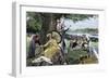 Royal Regate of Henley (Or Henley on Thames, England), circa 1880. Spectators Take a Picnic on the-null-Framed Giclee Print