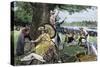 Royal Regate of Henley (Or Henley on Thames, England), circa 1880. Spectators Take a Picnic on the-null-Stretched Canvas