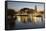 Royal Shakespeare Theatre Lit Up at Dusk Beside River Avon, Stratford-Upon-Avon, Warwickshire-Stuart Black-Framed Stretched Canvas