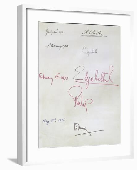 Royal Signatory Pages, from the Register of Members at the Royal Institution-null-Framed Giclee Print