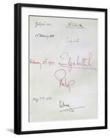 Royal Signatory Pages, from the Register of Members at the Royal Institution-null-Framed Giclee Print