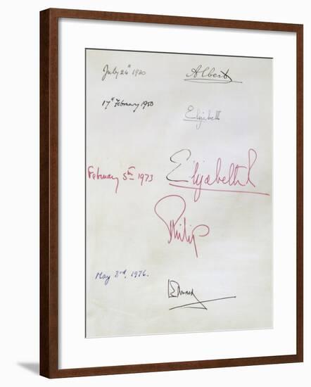 Royal Signatory Pages, from the Register of Members at the Royal Institution-null-Framed Giclee Print