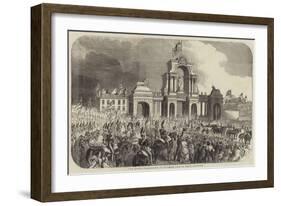 Royal Visit to Manchester, the Royal Procession at Windsor Bridge Arch, Salford-null-Framed Giclee Print