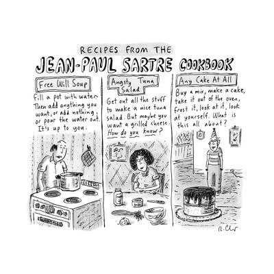 Jean-Paul Sartre Cookbook - New Yorker Cartoon
