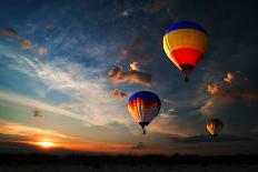 Colorful Hot Air Balloon is Flying at Sunrise-rozbyshaka-Mounted Photographic Print