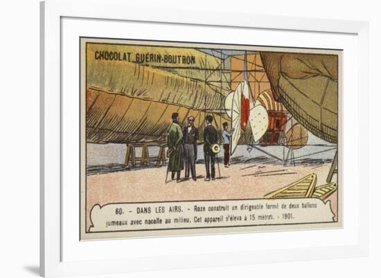 Roze's Dirigible Airship Consisting of Two Twin Balloons with a Nacelle Between Them, 1901-null-Framed Giclee Print