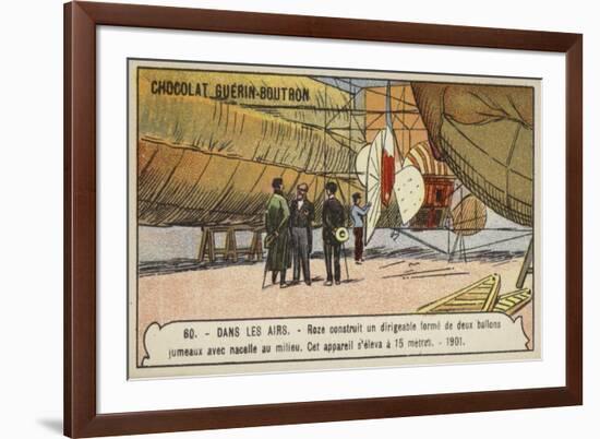 Roze's Dirigible Airship Consisting of Two Twin Balloons with a Nacelle Between Them, 1901-null-Framed Giclee Print