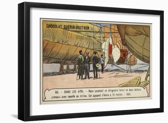 Roze's Dirigible Airship Consisting of Two Twin Balloons with a Nacelle Between Them, 1901-null-Framed Giclee Print