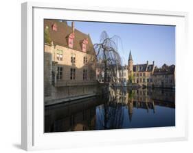 Rozenhoedkaai and Belfry from Braambergstraat, Near Markt, Central Bruges, Belgium-White Gary-Framed Photographic Print