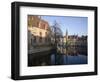 Rozenhoedkaai and Belfry from Braambergstraat, Near Markt, Central Bruges, Belgium-White Gary-Framed Photographic Print