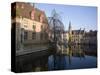 Rozenhoedkaai and Belfry from Braambergstraat, Near Markt, Central Bruges, Belgium-White Gary-Stretched Canvas