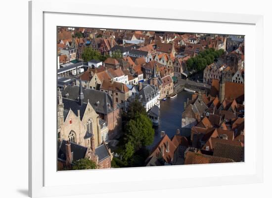 Rozenhoedkaai seen from the top of Belfry Tower (Belfort Tower), UNESCO World Heritage Site, Bruges-Peter Barritt-Framed Photographic Print