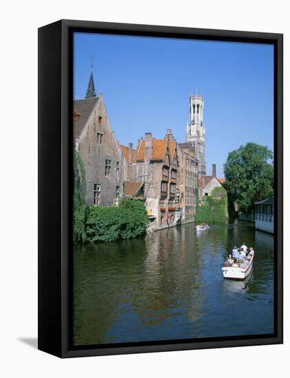 Rozenhoedkai and Belfried, Bruges (Brugge), Unesco World Heritage Site, Belgium-Hans Peter Merten-Framed Stretched Canvas