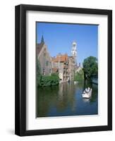 Rozenhoedkai and Belfried, Bruges (Brugge), Unesco World Heritage Site, Belgium-Hans Peter Merten-Framed Photographic Print