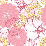 Vector Seamless Pattern with Pink Flowers-rraya-Stretched Canvas