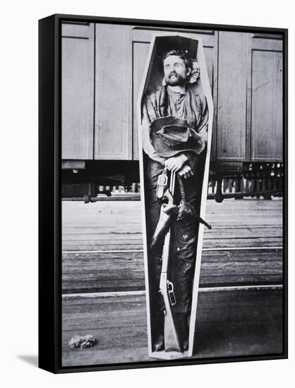 Rube Burrows (1854-90) in His Coffin, 1890 (B/W Photo)-American Photographer-Framed Stretched Canvas