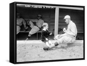 Rube Marquard & Rube Jr., Brooklyn Dodgers, Baseball Photo - New York, NY-Lantern Press-Framed Stretched Canvas