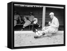 Rube Marquard & Rube Jr., Brooklyn Dodgers, Baseball Photo - New York, NY-Lantern Press-Framed Stretched Canvas