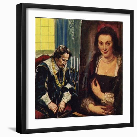 Rubens with a Portrait of His Dead Wife, Isabella-English School-Framed Giclee Print