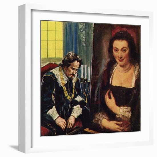 Rubens with a Portrait of His Dead Wife, Isabella-English School-Framed Giclee Print