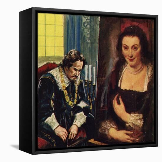 Rubens with a Portrait of His Dead Wife, Isabella-English School-Framed Stretched Canvas