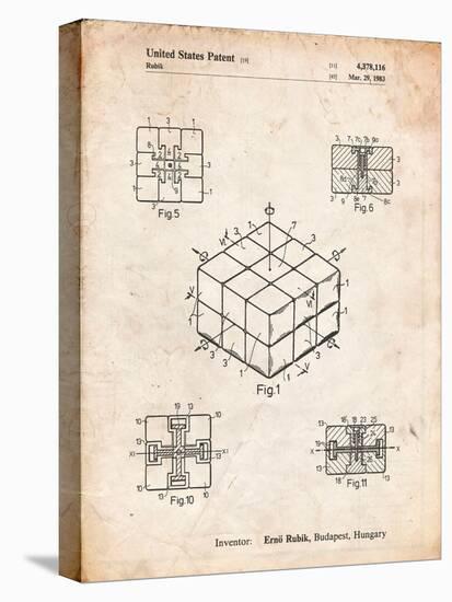 Rubik's Cube Patent-Cole Borders-Stretched Canvas