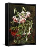 Rubrum Lilies and Fuchsias-Johan Laurentz Jensen-Framed Stretched Canvas