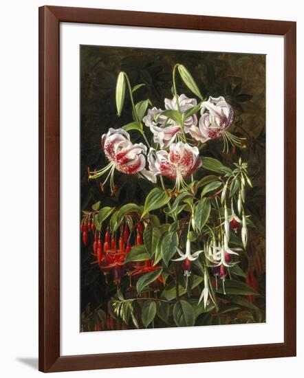 Rubrum Lilies and Fuchsias-Johan Laurentz Jensen-Framed Giclee Print