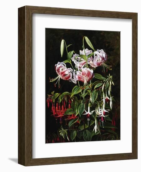 Rubrum Lilies and Fucshias-Johan Laurentz Jensen-Framed Giclee Print