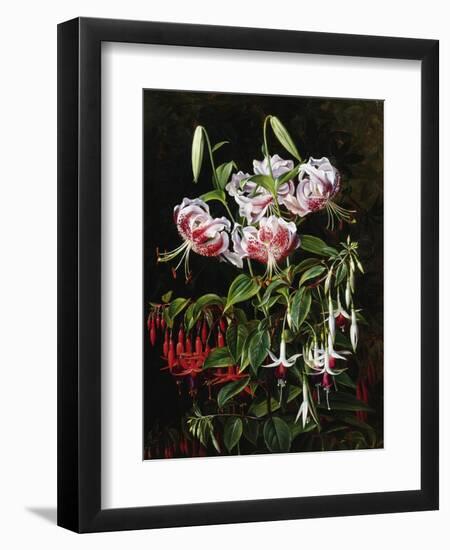 Rubrum Lilies and Fucshias-Johan Laurentz Jensen-Framed Giclee Print