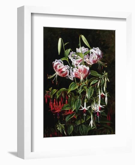 Rubrum Lilies and Fucshias-Johan Laurentz Jensen-Framed Giclee Print