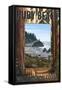 Ruby Beach and Forest - Washington Coast-Lantern Press-Framed Stretched Canvas