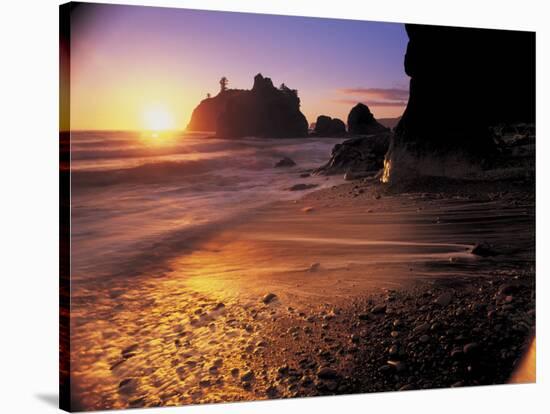 Ruby Beach at Sunset-Peter Adams-Stretched Canvas