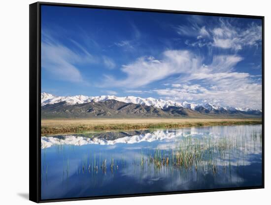 Ruby Mountains and Slough along Franklin Lake, UX Ranch, Great Basin, Nevada, USA-Scott T. Smith-Framed Stretched Canvas