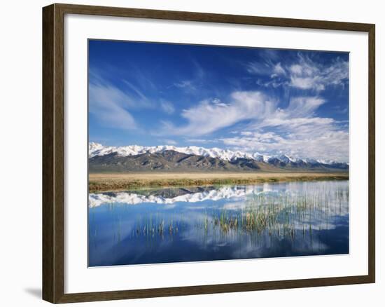 Ruby Mountains and Slough along Franklin Lake, UX Ranch, Great Basin, Nevada, USA-Scott T. Smith-Framed Photographic Print