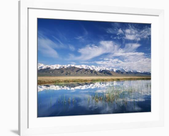Ruby Mountains and Slough along Franklin Lake, UX Ranch, Great Basin, Nevada, USA-Scott T. Smith-Framed Photographic Print