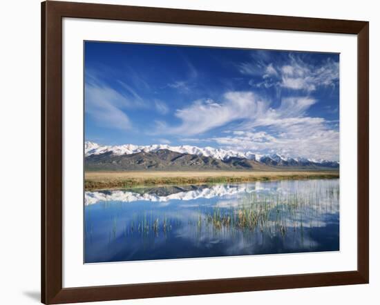 Ruby Mountains and Slough along Franklin Lake, UX Ranch, Great Basin, Nevada, USA-Scott T. Smith-Framed Photographic Print