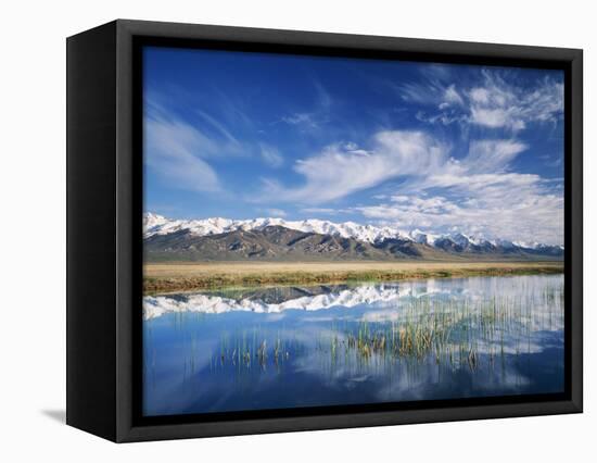 Ruby Mountains and Slough along Franklin Lake, UX Ranch, Great Basin, Nevada, USA-Scott T. Smith-Framed Stretched Canvas