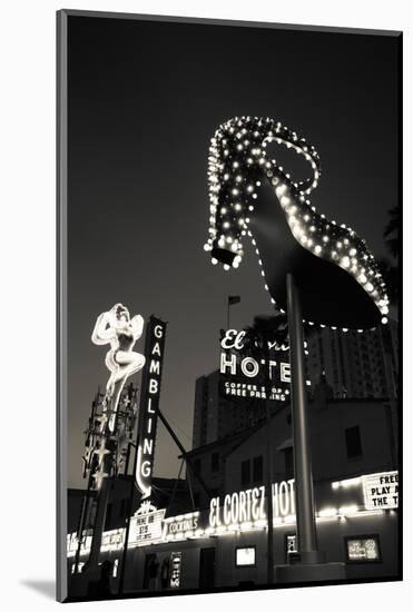 Ruby Slipper Neon Sign Lit Up at Dusk, Fremont Street, Las Vegas, Nevada, USA-null-Mounted Photographic Print