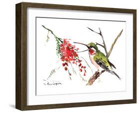 Ruby Throated Hummingbird-Suren Nersisyan-Framed Art Print