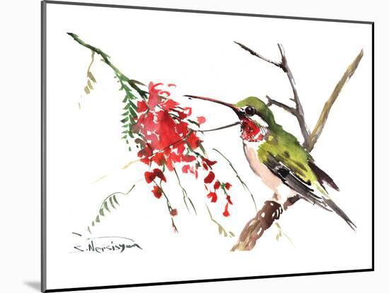 Ruby Throated Hummingbird-Suren Nersisyan-Mounted Art Print