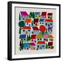 Rudi In The Village, 2021 (mixed media)-Jenny Frean-Framed Giclee Print